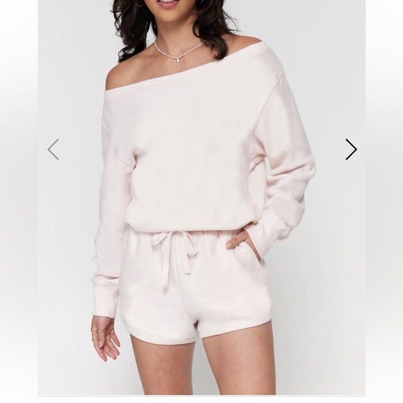 Spiritual Gangster Pants - New Spiritual Gangster Sherpa Off Shoulder Romper in Warm Glow Size L